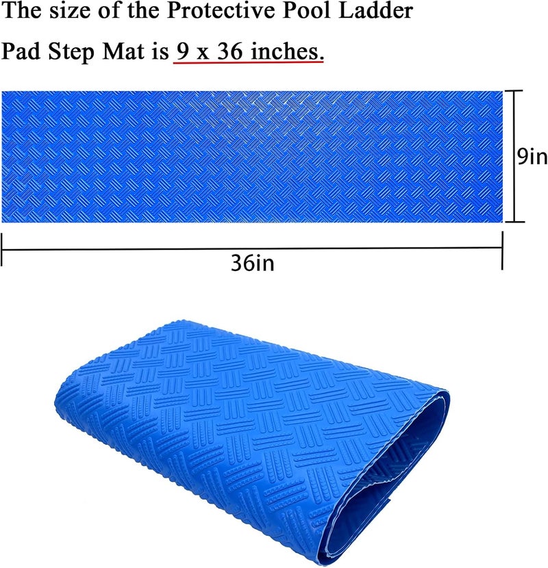SKARUMMER Swimming Pool Ladder Mat - Protective Pool Ladder Pad Step Mat with Non-Slip Texture, Blue Medium Pool Step Mat, 36 inch X 9 inch - Image 2